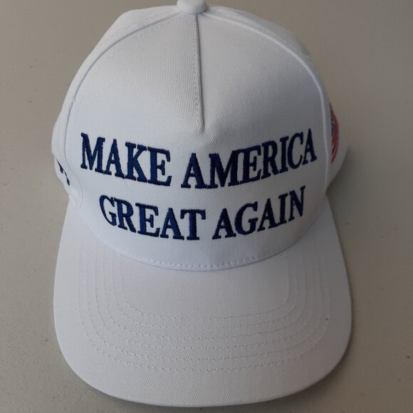 MAGA - 45-47 - Trump - American Flag White & Blue Baseball Cap - Adjustable Fit - Picture 5 of 9
